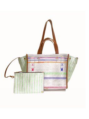 Jerome Dreyfuss Leon M Broderies Tote Bag - Bro Silver NWT
